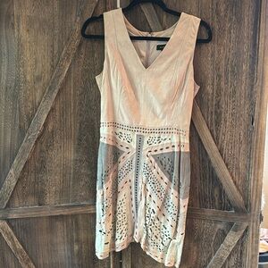 Marciano leather Elegant Beige Sleeveless Dress